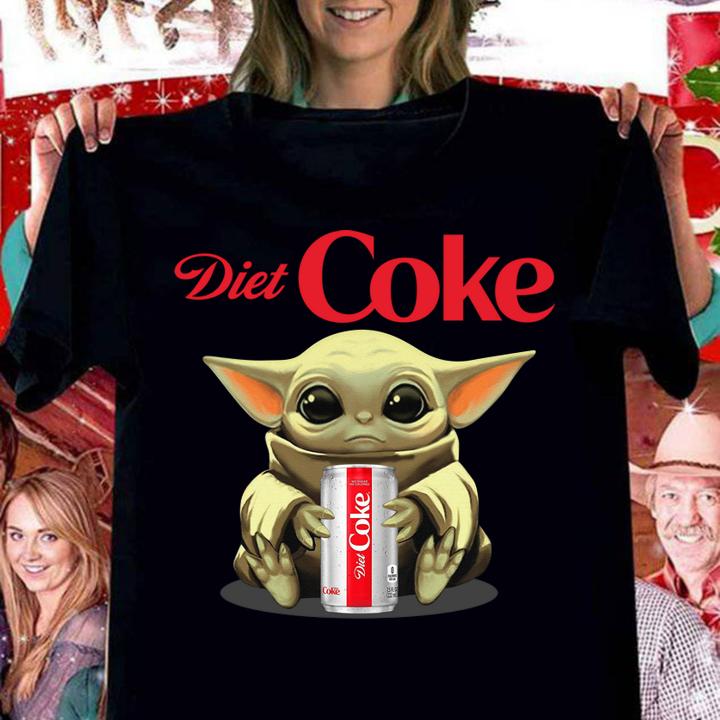 Baby Yoda hug Diet Coke Star Wars Mandalorian shirt t-shirt woman shirt