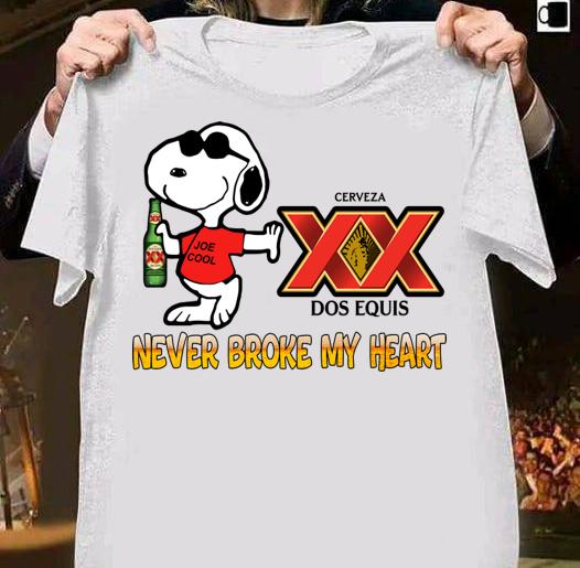 Snoopy Cerveza Xx Dos Equis Beer Never Broke My Heart t-shirt shirt