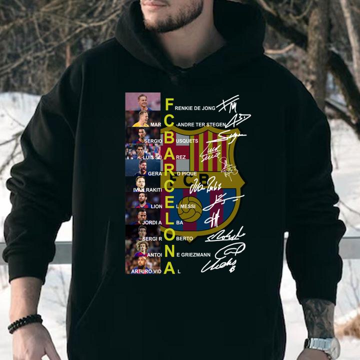 Nice FC Barcelona Frenkie De Jong Lionel Messi Sergio Busquets Signatures t-shirt hoodie