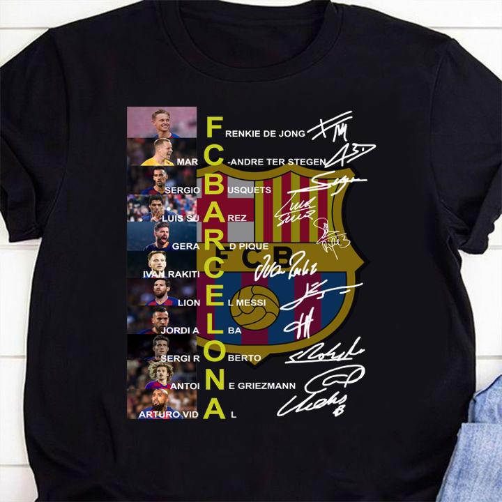 Nice FC Barcelona Frenkie De Jong Lionel Messi Sergio Busquets Signatures t-shirt shirt