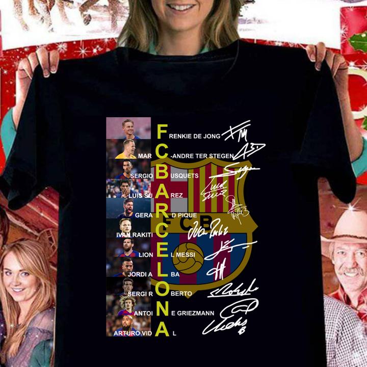 Nice FC Barcelona Frenkie De Jong Lionel Messi Sergio Busquets Signatures t-shirt woman shirt