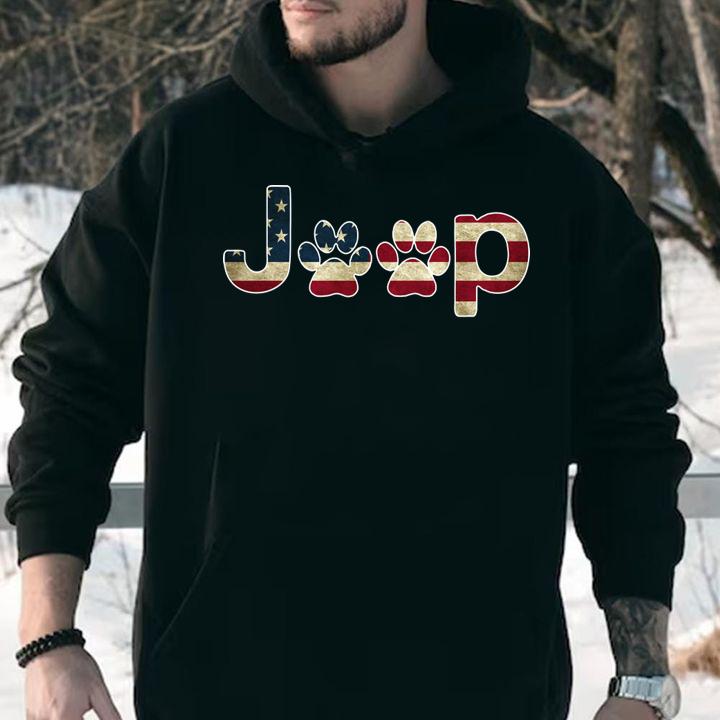 Premium Jeep Dog Paw American Flag Independence Day t-shirt hoodie