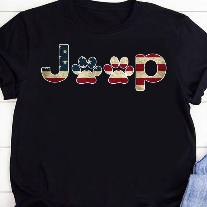 Premium Jeep Dog Paw American Flag Independence Day t-shirt shirt