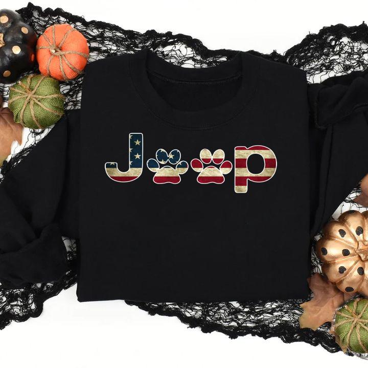 Premium Jeep Dog Paw American Flag Independence Day t-shirt sweatshirt