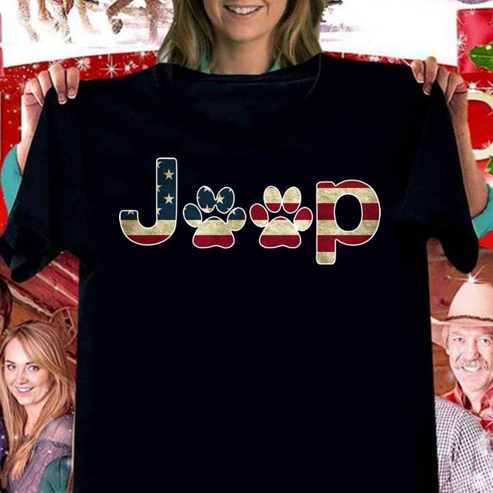 Premium Jeep Dog Paw American Flag Independence Day t-shirt woman shirt