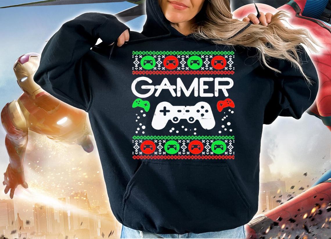 Gamer Ugly Christmas Sweater Retro Video Game Xmas shirt t-shirt hoodie