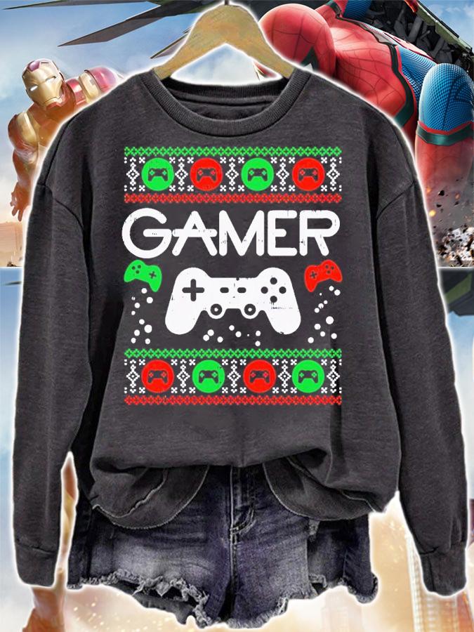 Gamer Ugly Christmas Sweater Retro Video Game Xmas shirt t-shirt sweatshirt