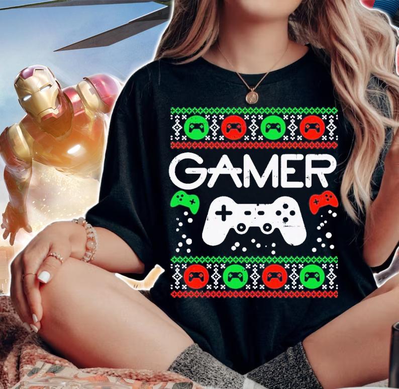 Gamer Ugly Christmas Sweater Retro Video Game Xmas shirt t-shirt woman shirt