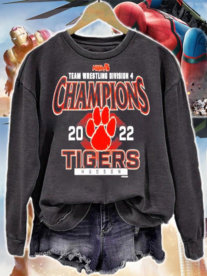 Hudson Tigers MHSAA Team Wrestling Division 4 Champions 2022 Shirt t-shirt sweatshirt