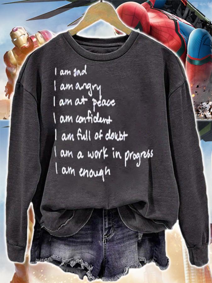 I Am Selena Gomez I Am Sad I Am Angry I Am A Peace I Am Confident I Am Full Of Doubt I Am A Work In Progress I Am Enough Shirt t-shirt sweatshirt