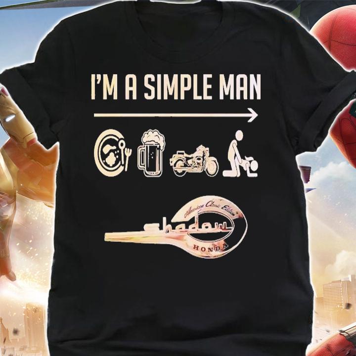 I'm a simple man breakfast and beer and motorbike and sex shawdow honda t-shirt shirt