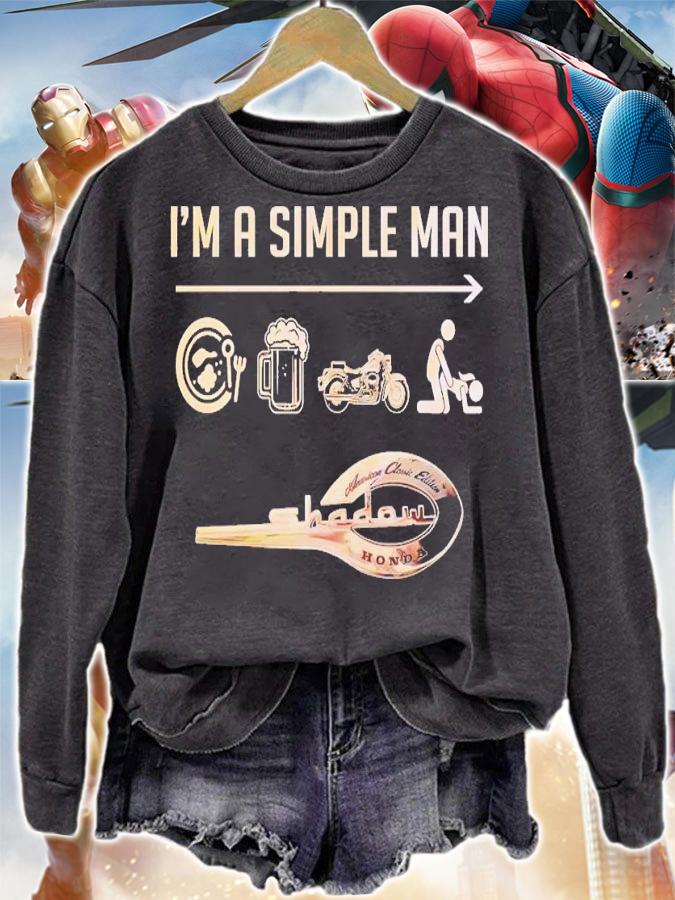 I'm a simple man breakfast and beer and motorbike and sex shawdow honda t-shirt sweatshirt