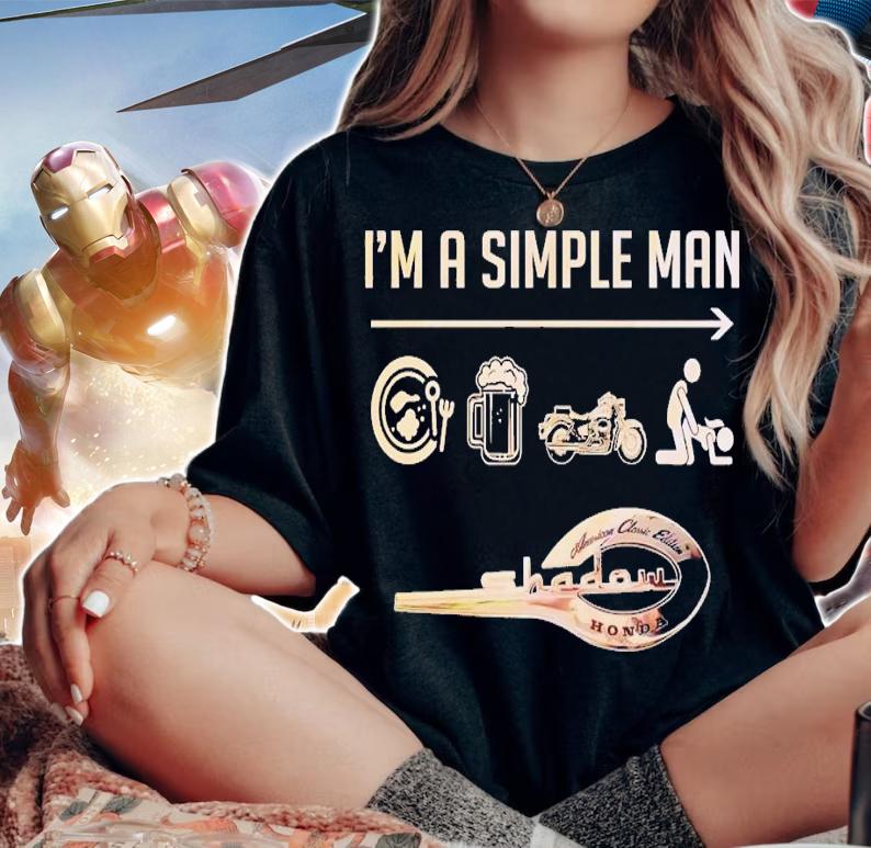 I'm a simple man breakfast and beer and motorbike and sex shawdow honda t-shirt woman shirt