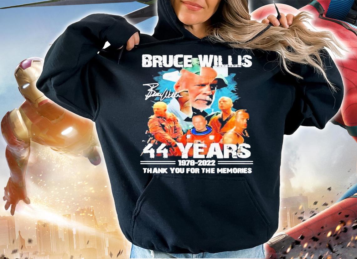 Bruce Willis 44 Years 1978-2022 Signature Thank You For The Memories Shirt t-shirt