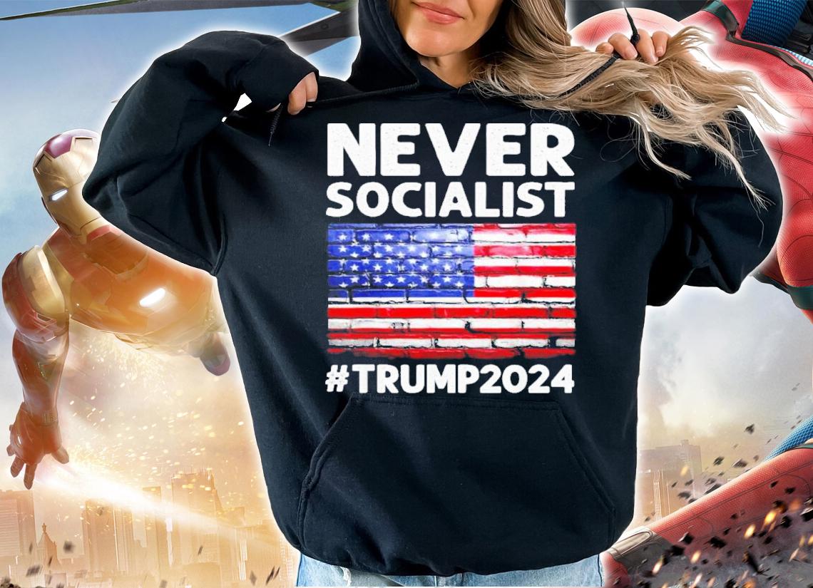 Never Socialist Trump 2024 USA Flag Shirt t-shirt