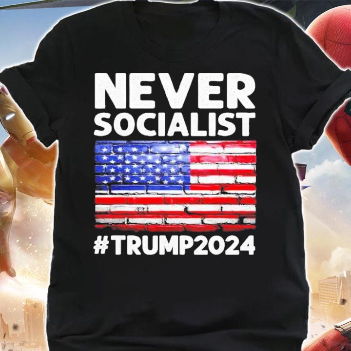 Never Socialist Trump 2024 USA Flag Shirt t-shirt