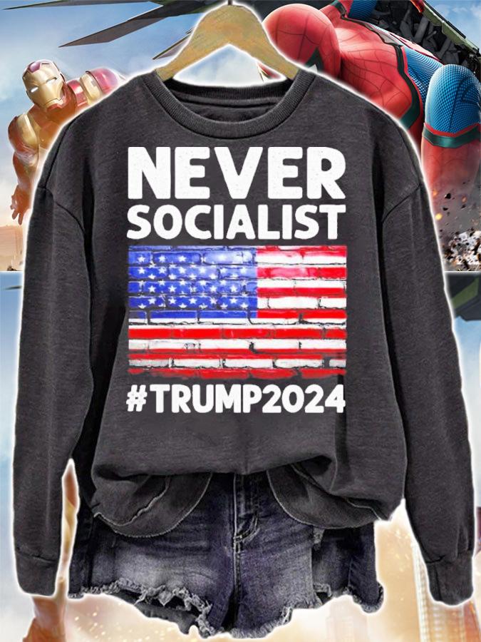 Never Socialist Trump 2024 USA Flag Shirt t-shirt