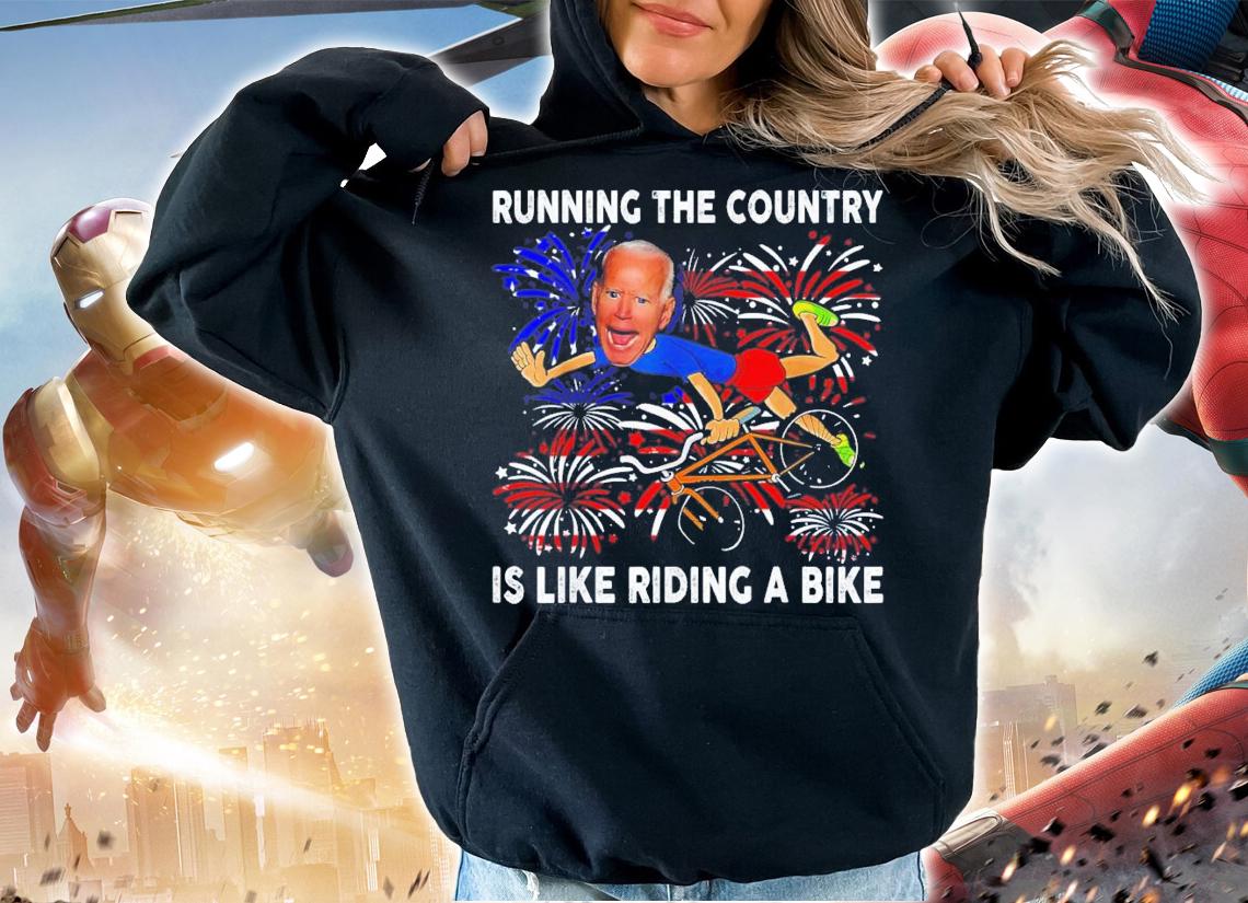 American Flag Biden Bike Bicycle Running Fireworks Running The Country Is Like Riding A Bike t-shirt
