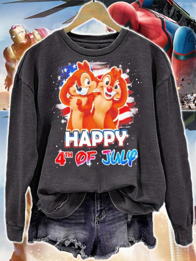 Chip And Dale Disney 4th Of July Colorful Disney Graphic Cartoon T-Shirt t-shirt