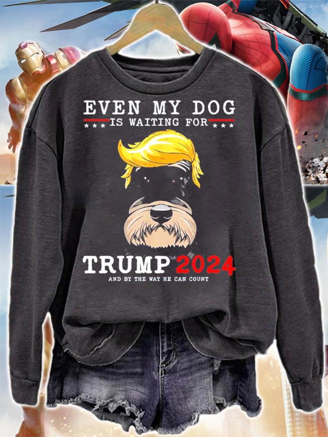 Schnauzer Dog Even My Dog Is Waiting For Trump 2024 shirt t-shirt