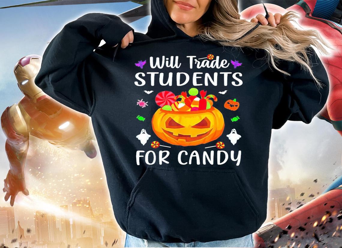 Will Trade Students For Candy Teacher Halloween Costume T-Shirt t-shirt hoodie