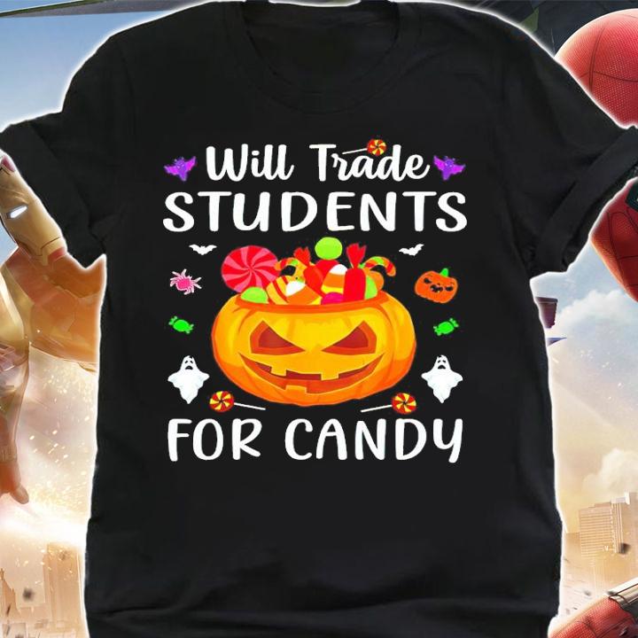 Will Trade Students For Candy Teacher Halloween Costume T-Shirt t-shirt shirt