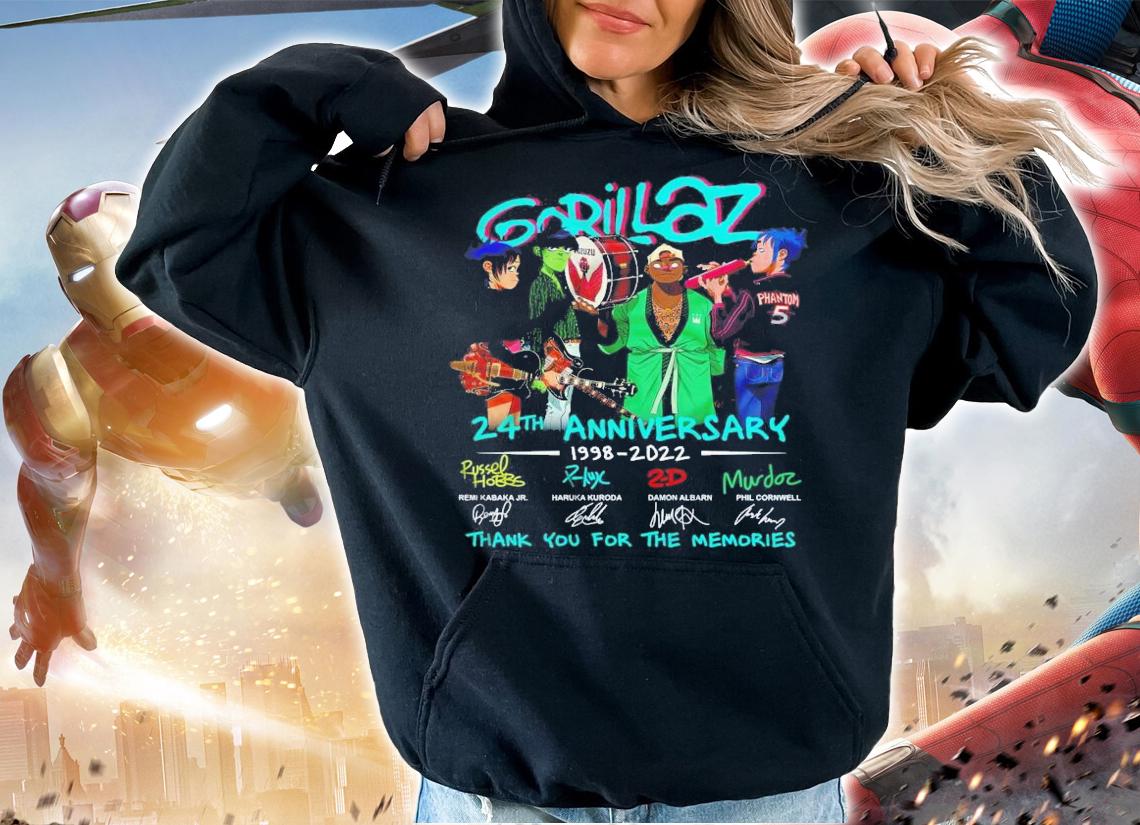 Gorillaz 24th Anniversary 1998-2022 Signatures Thank You For The Memories T-Shirt t-shirt hoodie