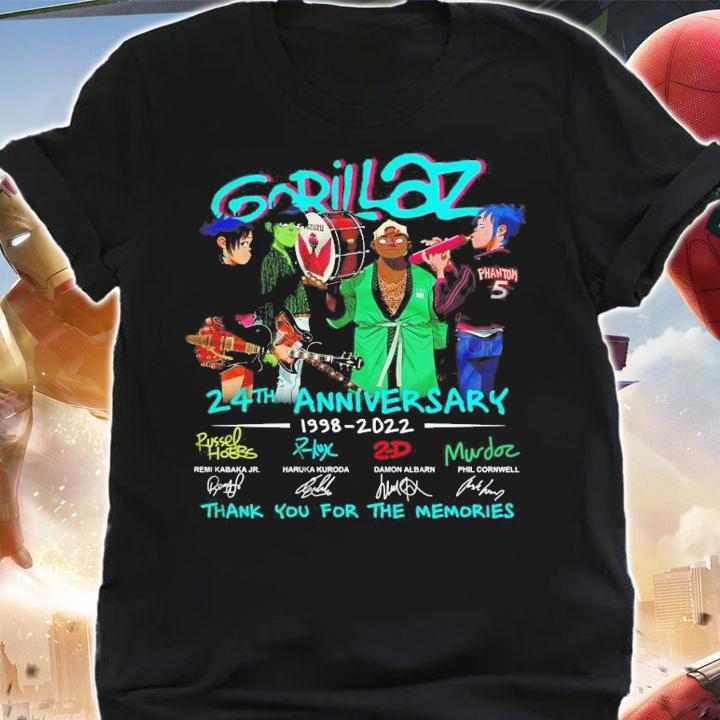 Gorillaz 24th Anniversary 1998-2022 Signatures Thank You For The Memories T-Shirt t-shirt shirt