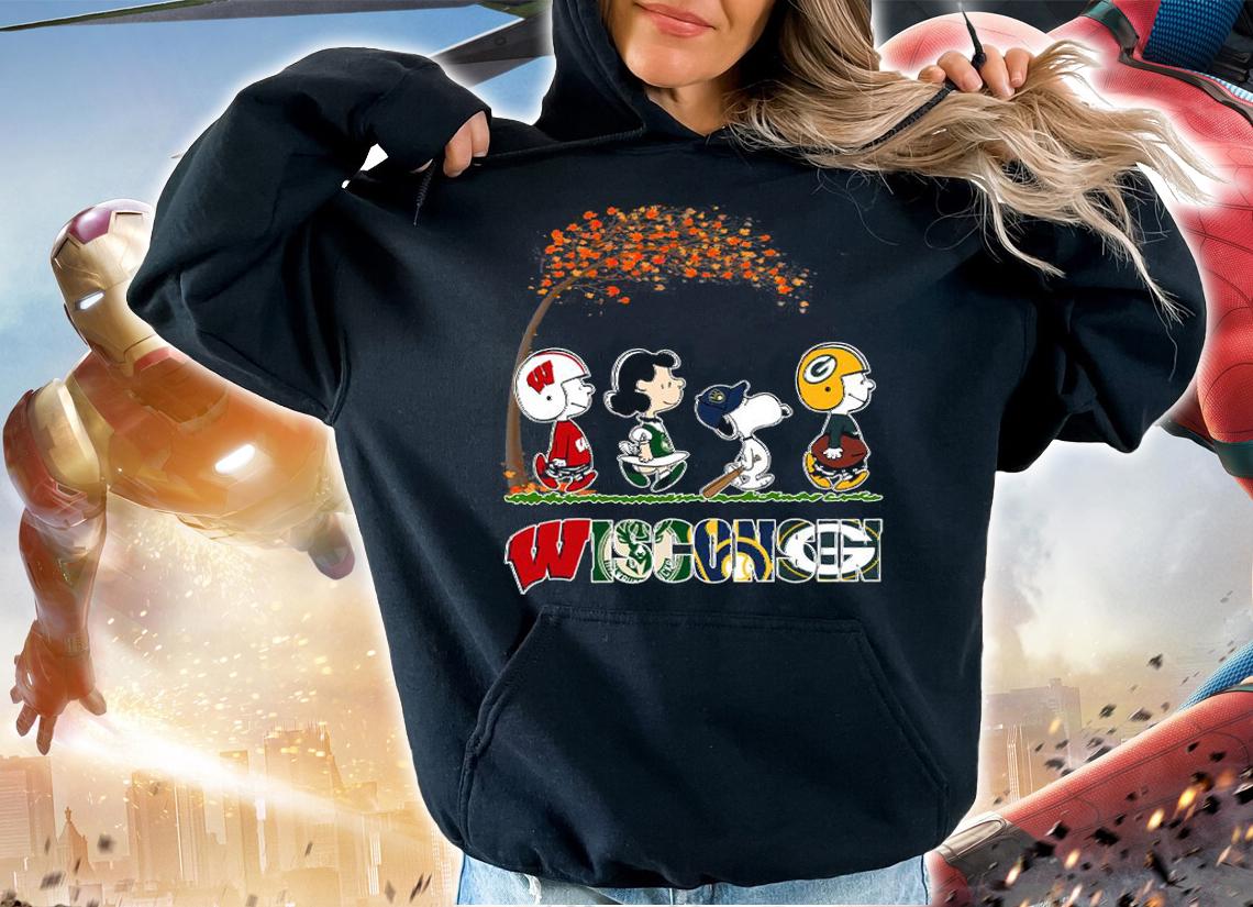 Wisconsin Sports Teams Snoopy Peanuts Characters Packers Milwaukee Brewers t-shirt hoodie