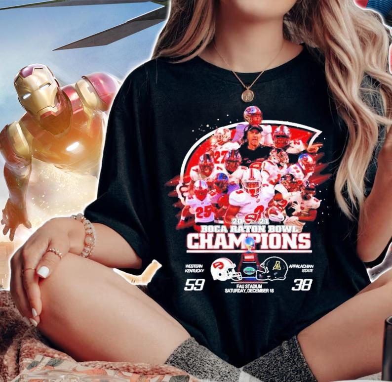 2021 Boca Raton Bowl Champions Western Kentucky Hilltoppers 59 Vs. Appalachian State Mountaineers 38 Shirt t-shirt