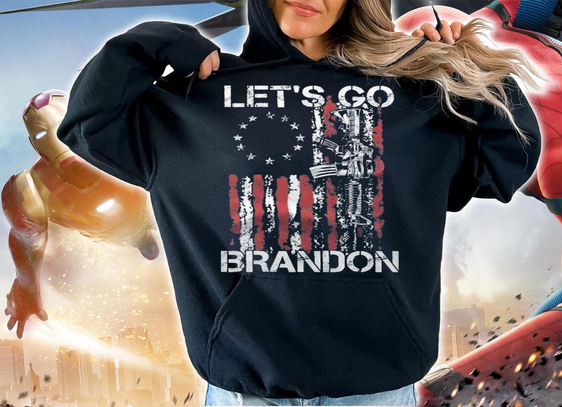 Anti Biden gun American Flag Patriots Let's Go Brandon T-Shirt t-shirt