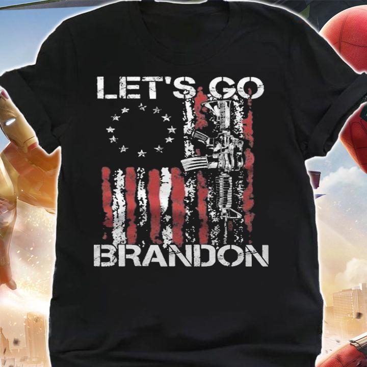 Anti Biden gun American Flag Patriots Let's Go Brandon T-Shirt t-shirt