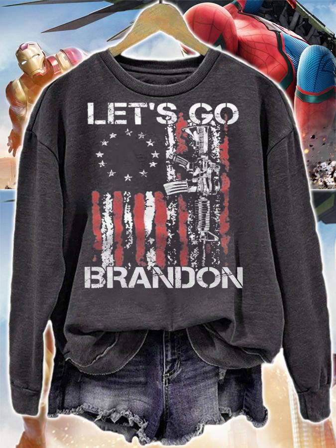 Anti Biden gun American Flag Patriots Let's Go Brandon T-Shirt t-shirt