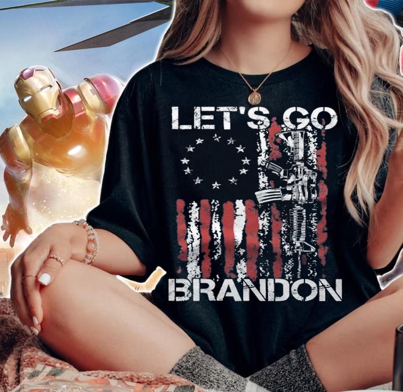 Anti Biden gun American Flag Patriots Let's Go Brandon T-Shirt t-shirt