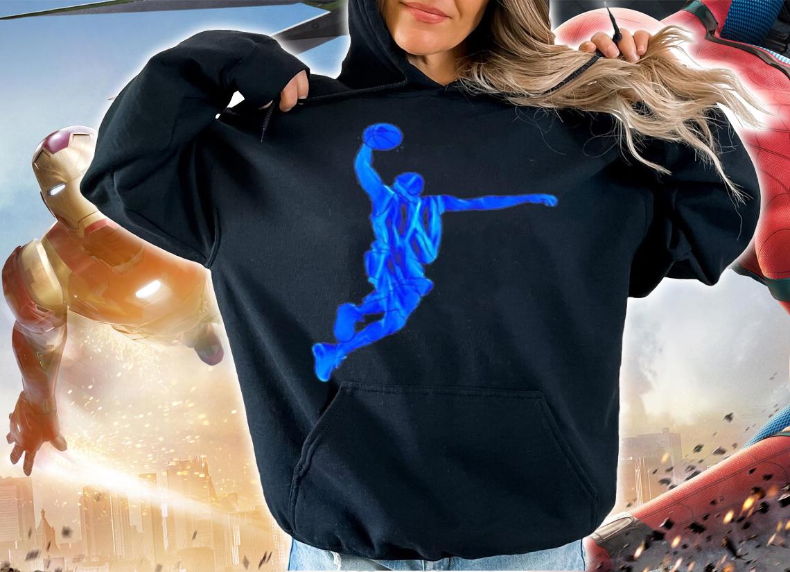Basketball Player Slam Dunk Blue Flames Abstract Art Sports T-Shirt t-shirt hoodie