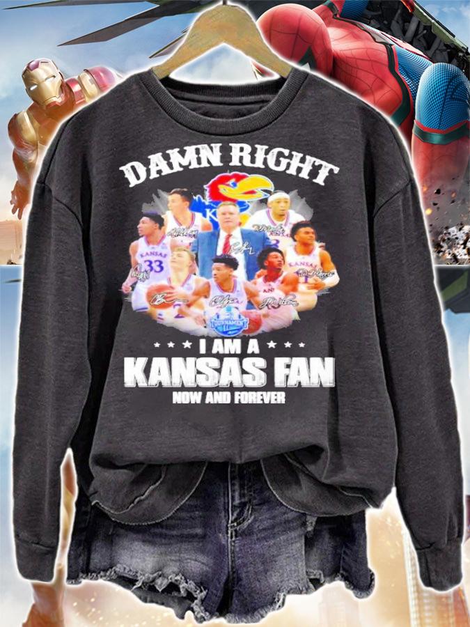 Best Damn Right I Am A Kansas Jayhawks Fan Now And Forever Signatures Shirt t-shirt