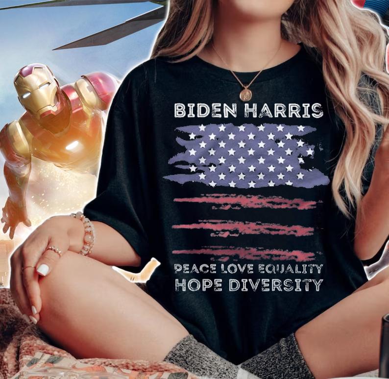 Biden Harris Peace Love Equality Hope Diversity T-Shirt t-shirt woman shirt