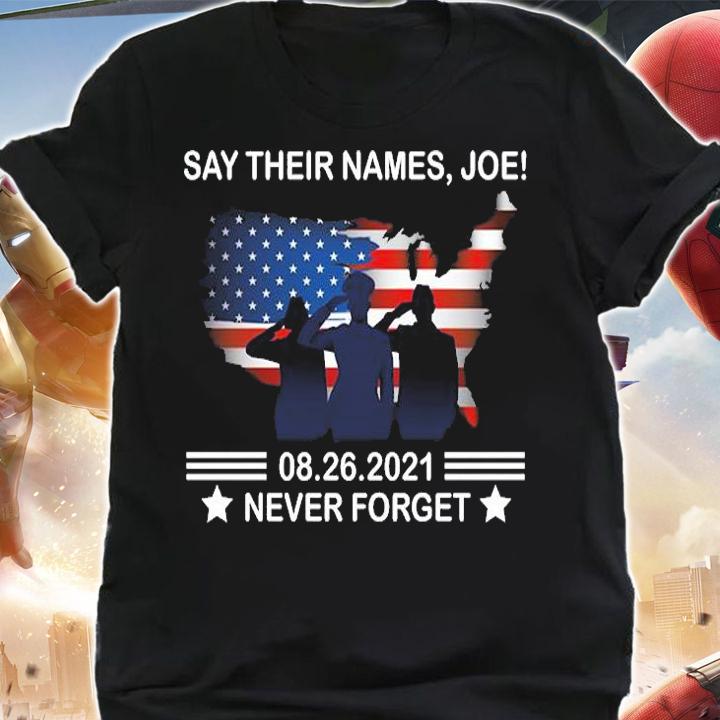 Biden Say Their Names Joe-names of Fallen Soldiers USA Flag T-Shirt t-shirt shirt