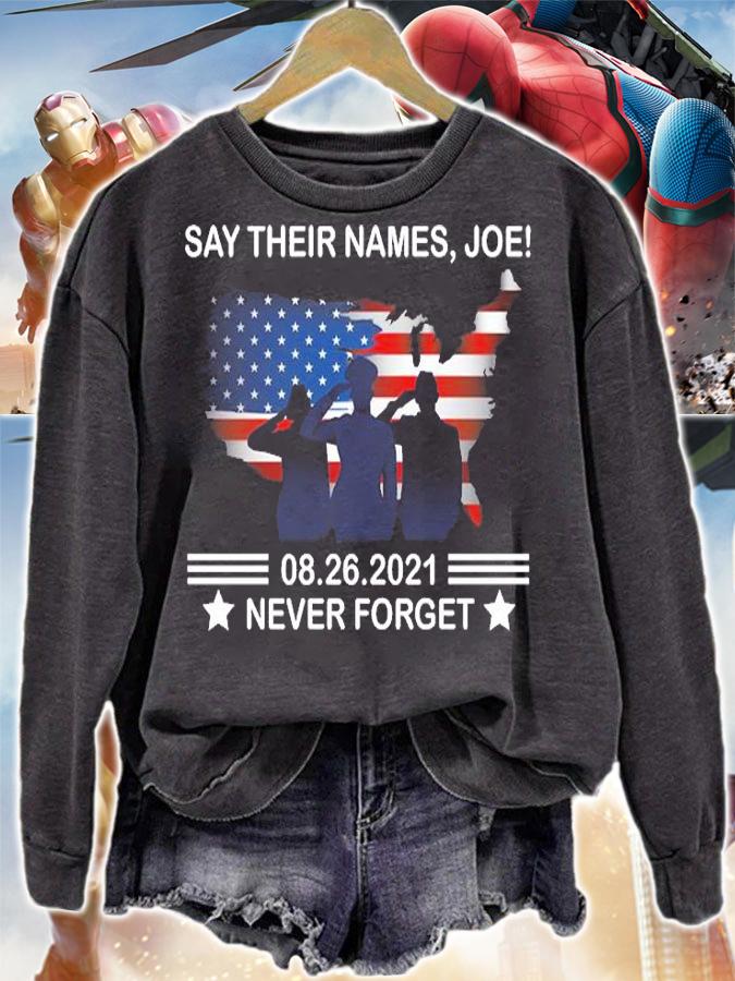 Biden Say Their Names Joe-names of Fallen Soldiers USA Flag T-Shirt t-shirt sweatshirt