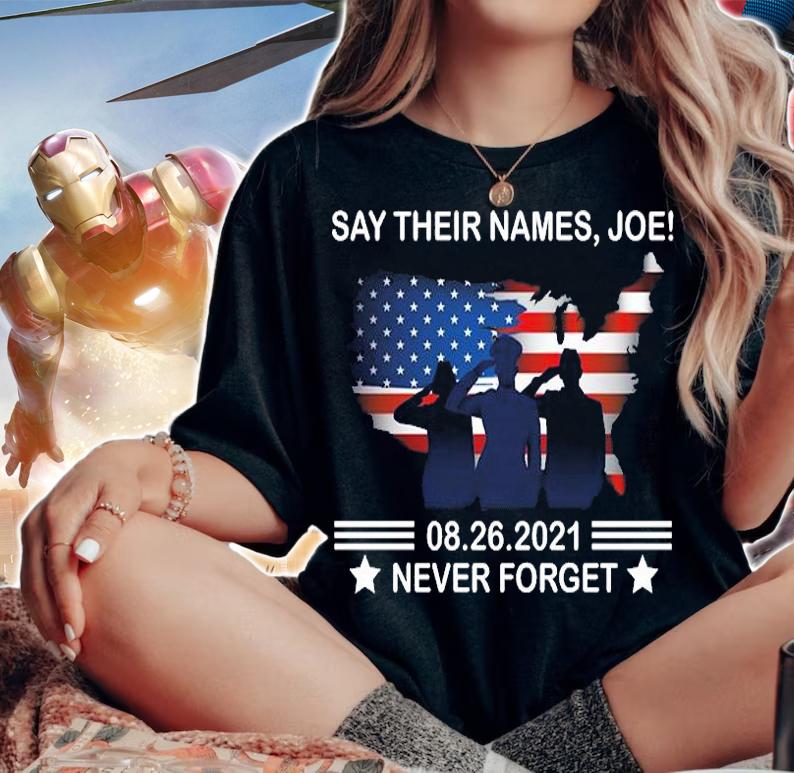 Biden Say Their Names Joe-names of Fallen Soldiers USA Flag T-Shirt t-shirt woman shirt