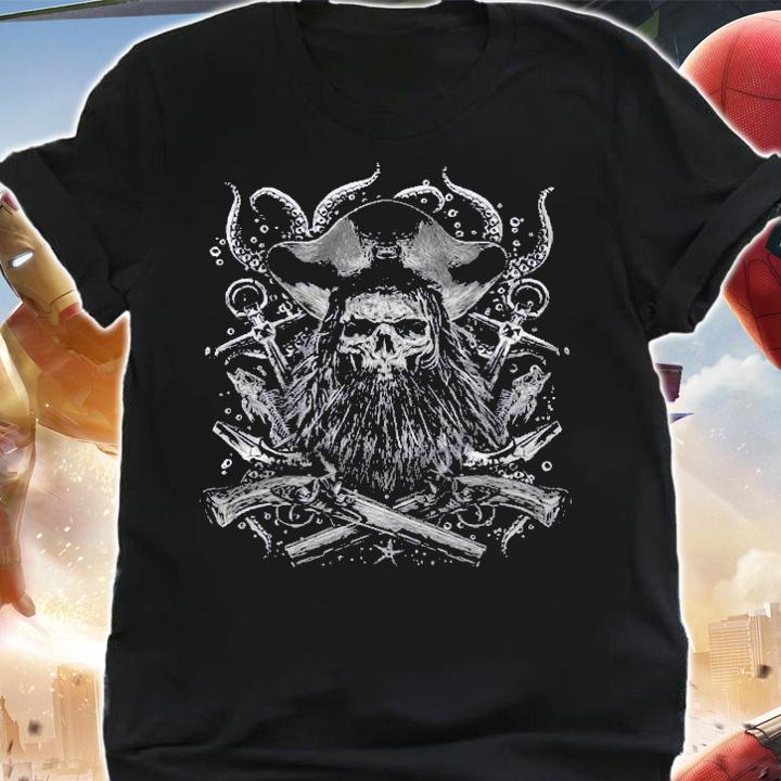Blackbeard Pirate Captain Skull Caribbean Pullover Shirt t-shirt
