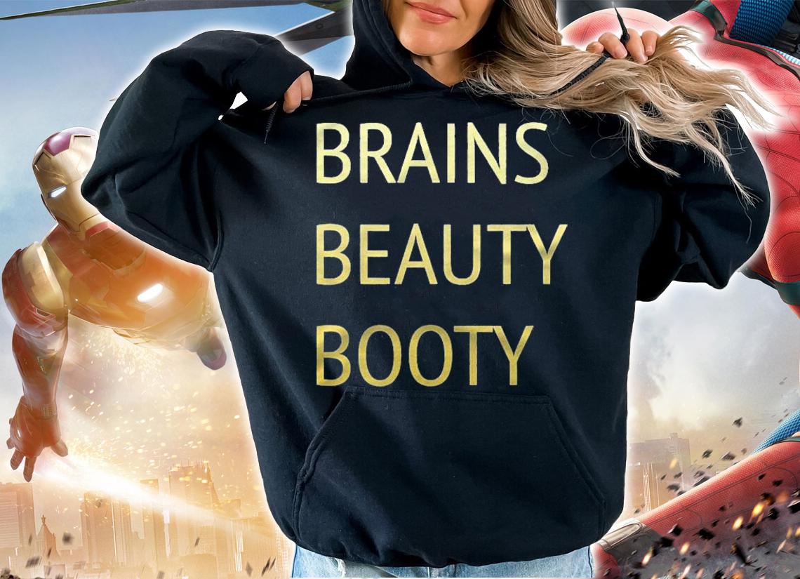 Brains Beauty Booty Gold Text Shirt t-shirt
