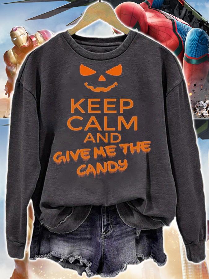Pumpkin keep calm and give me the candy Halloween T-shirt t-shirt