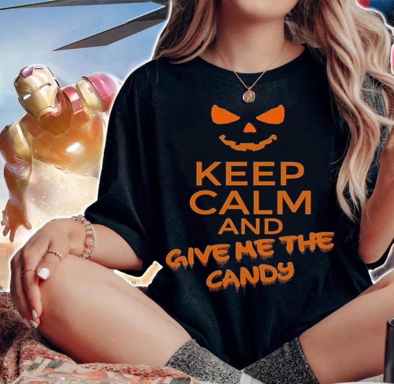 Pumpkin keep calm and give me the candy Halloween T-shirt t-shirt