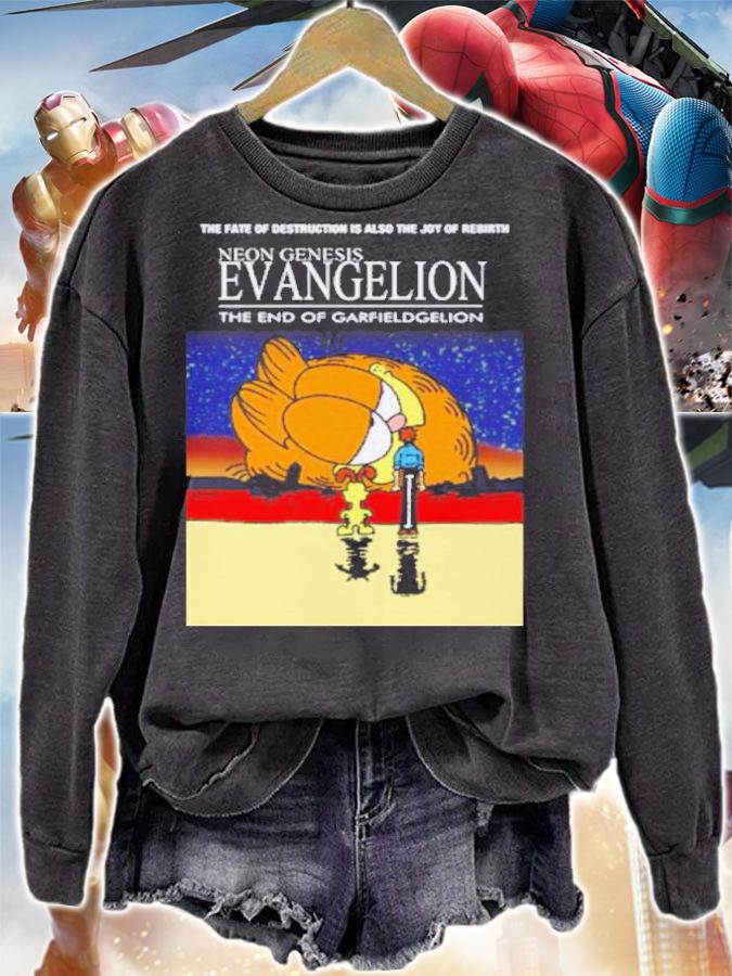 Garfield Neon Genesis Evangelion The End Of Garfieldgelion Shirt t-shirt sweatshirt