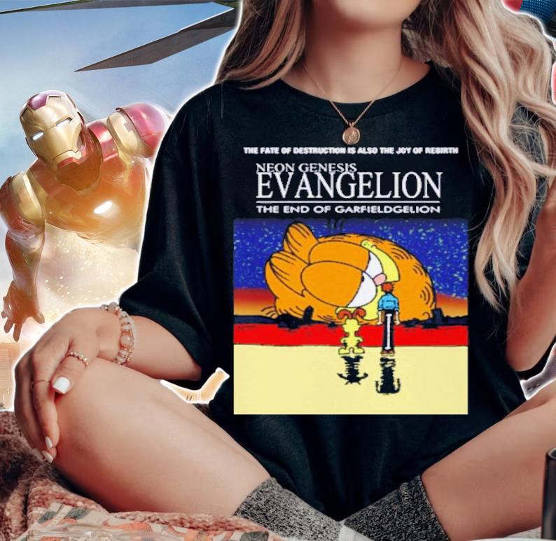 Garfield Neon Genesis Evangelion The End Of Garfieldgelion Shirt t-shirt woman shirt