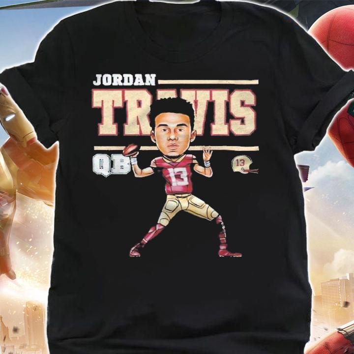 Jordan Travis QB cartoon funny football T-shirt t-shirt