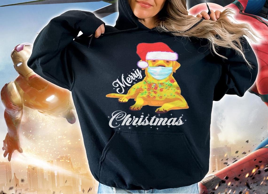 Merry Quarantine Christmas 2021 Funny Dog In Mask Xmas Gift Shirt t-shirt