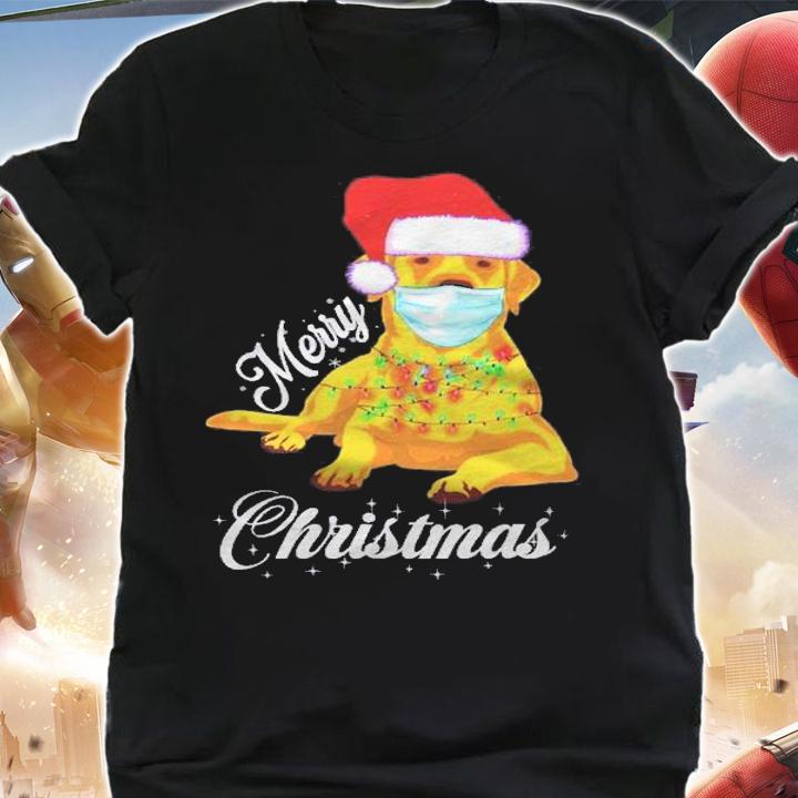 Merry Quarantine Christmas 2021 Funny Dog In Mask Xmas Gift Shirt t-shirt