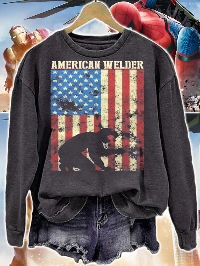 Welding Patriotic Distressed Usa American Flag Gift Welder Shirt t-shirt sweatshirt